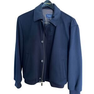 Turnbury Wool Blend Jacket Men's Medium Navy Zip Button Coat Classic